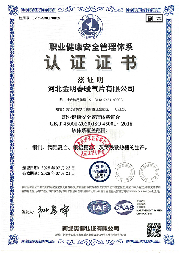 职业健康管理体系认证